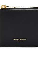 Saint Laurent Zipped Fragments Card Case in Noir, view 6, click to view large image.