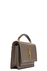 Saint Laurent Top Handle Sunset Chain Wallet Bag in Warm Taupe, view 4, click to view large image.