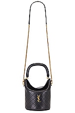 Saint Laurent Mini Gaby Top Handle Bucket Bag in Noir, view 1, click to view large image.