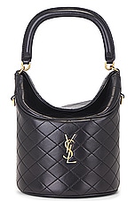 Saint Laurent Mini Gaby Top Handle Bucket Bag in Noir, view 3, click to view large image.