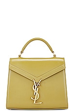 Saint Laurent Mini Cassandra Top Handle Bag in Vert Olive, view 3, click to view large image.