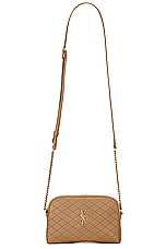 Saint Laurent Gaby Zipped Pouch Chain Bag in Dark Cork, view 1, click to view large image.