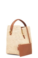 Saint Laurent Le 37 Raffia Bucket Bag in Naturale & Brick, view 5, click to view large image.