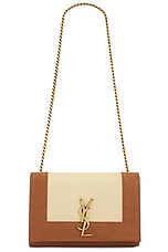Saint Laurent Small Kate Chain Bag in Naturel & Brick, view 1, click to view large image.