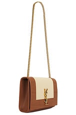 Saint Laurent Small Kate Chain Bag in Naturel & Brick, view 4, click to view large image.