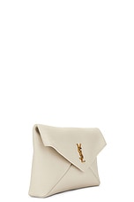 Saint Laurent Large Envelope Pouch in Crema Soft, view 4, click to view large image.