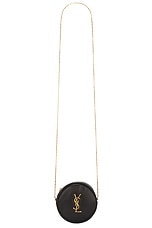 Saint Laurent Round Zip Chain Bag in Nero, view 1, click to view large image.