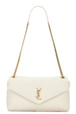 Saint Laurent Large Calypso Chain Bag in Crema Soft, view 6, click to view large image.