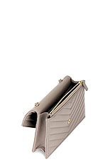 Saint Laurent Cassandre Envelope Chain Wallet in Greyish Brown, view 5, click to view large image.