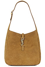Saint Laurent Small Le 5 A 7 Supple Hobo Bag in Dark Pistachio, view 1, click to view large image.