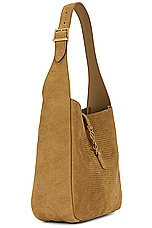 Saint Laurent Small Le 5 A 7 Supple Hobo Bag in Dark Pistachio, view 4, click to view large image.