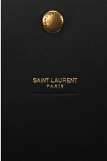 Saint Laurent Supple Raffia Tote Bag in Noir, view 6, click to view large image.