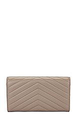 Saint Laurent Large Flap Wallet in Greyish Brown, view 2, click to view large image.