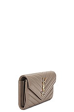 Saint Laurent Large Flap Wallet in Greyish Brown, view 3, click to view large image.