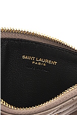 Saint Laurent Cassandre Fragments Zipped Card Case in Greyish Brown, view 5, click to view large image.