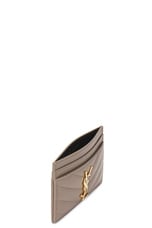 Saint Laurent Cassandre Credit Card Case in Greyish Brown, view 4, click to view large image.