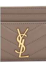 Saint Laurent Cassandre Credit Card Case in Greyish Brown, view 6, click to view large image.