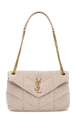Saint Laurent Small Puffer Chain Bag in Chalk Beige, view 1, click to view large image.
