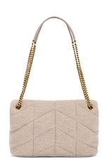 Saint Laurent Small Puffer Chain Bag in Chalk Beige, view 3, click to view large image.
