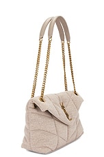 Saint Laurent Small Puffer Chain Bag in Chalk Beige, view 4, click to view large image.