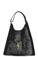 Saint Laurent Raffia Shoulder Bag in Noir, view 1, click to view large image.