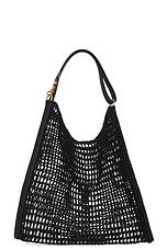 Saint Laurent Raffia Shoulder Bag in Noir, view 3, click to view large image.