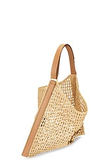 Saint Laurent Raffia Shoulder Bag in Naturel & Vintage Brown Gold, view 4, click to view large image.
