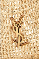 Saint Laurent Raffia Shoulder Bag in Naturel & Vintage Brown Gold, view 7, click to view large image.