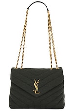 Saint Laurent Small Loulou Chain Bag in Dark Vert Fonce, view 1, click to view large image.