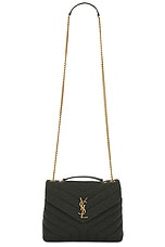 Saint Laurent Small Loulou Chain Bag in Dark Vert Fonce, view 6, click to view large image.