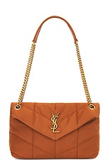 Saint Laurent Small Puffer Chain Bag in Hot Rust, view 1, click to view large image.