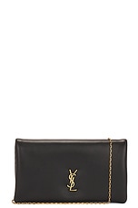 Saint Laurent Large Bi-fold Wallet On Chain in Nero, view 1, click to view large image.