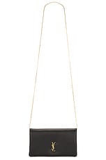 Saint Laurent Large Bi-fold Wallet On Chain in Nero, view 6, click to view large image.