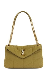 Saint Laurent Small Puffer Chain Bag in Fir Green, view 1, click to view large image.