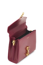 Saint Laurent Mini Cassandra Top Handle Bag in Dark Bordeaux, view 6, click to view large image.