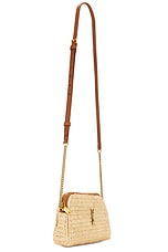Saint Laurent Gaby Zipped Pouch Chain Bag in Naturel & Brick, view 3, click to view large image.