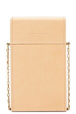 Saint Laurent Mini Box With Chain in Vintage Brown Gold, view 3, click to view large image.
