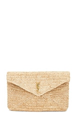 Saint Laurent Large Envelope Pouch in Naturale & Brick, view 1, click to view large image.