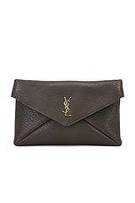 Saint Laurent Large Envelope Pouch in Light Musk, view 1, click to view large image.