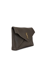 Saint Laurent Large Envelope Pouch in Light Musk, view 4, click to view large image.