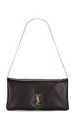 Saint Laurent Small Pouch on Chain in Nero, view 1, click to view large image.