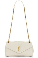 Saint Laurent Medium Calypso Chain Bag in Crema Soft, view 1, click to view large image.