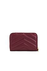 Saint Laurent Coin Card Wallet in New Dark Bordeaux, view 2, click to view large image.