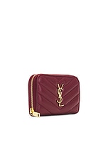 Saint Laurent Coin Card Wallet in New Dark Bordeaux, view 3, click to view large image.