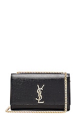 Saint Laurent Medium Monogramme Kate Chain Bag in Black, view 1, click to view large image.
