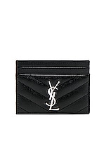 Saint Laurent Monogramme Credit Card Case in Black, view 1, click to view large image.