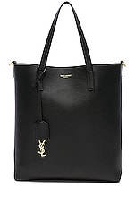 Saint Laurent Toy North South Tote Bag in Black, view 1, click to view large image.