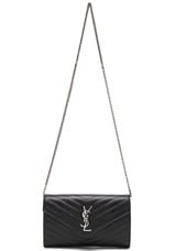Saint Laurent Monogramme Chain Wallet Bag in Black, view 6, click to view large image.