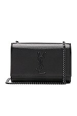 Saint Laurent Small Monogramme Kate Chain Bag in Black & Black, view 1, click to view large image.