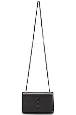 Saint Laurent Small Monogramme Kate Chain Bag in Black & Black, view 6, click to view large image.